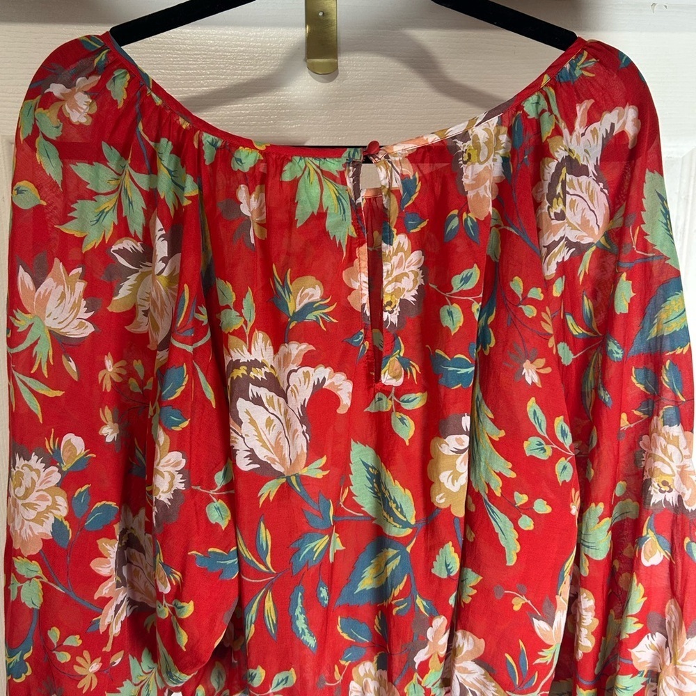 MAEVE BY Anthropologie Red Floral Blouse - Picture 7 of 7